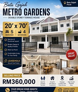 Batu Gajah Perdana Metro Gardens 20’x70’