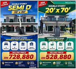 Ipoh Ampang Cove Double Storey Semi D 35’x80’ & Double Storey 20’x70’ Selling Price RM528,880 & RM 728,880